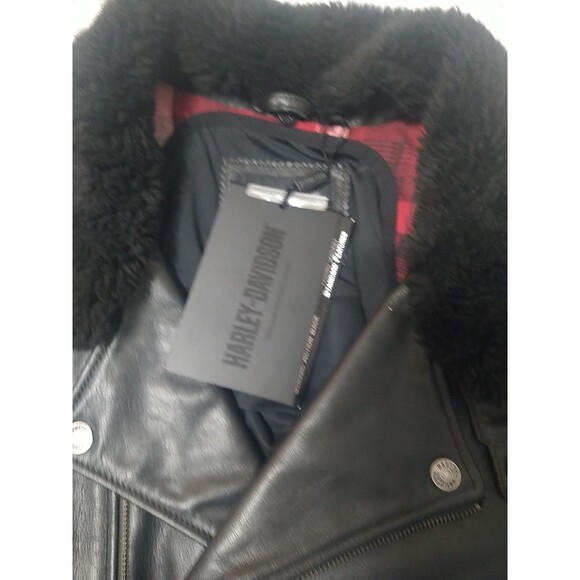 Harley Davidson Leather Detachable Faux Fur Mens Jacket Nwt 4x Black Y2K... - Picture 12 of 16